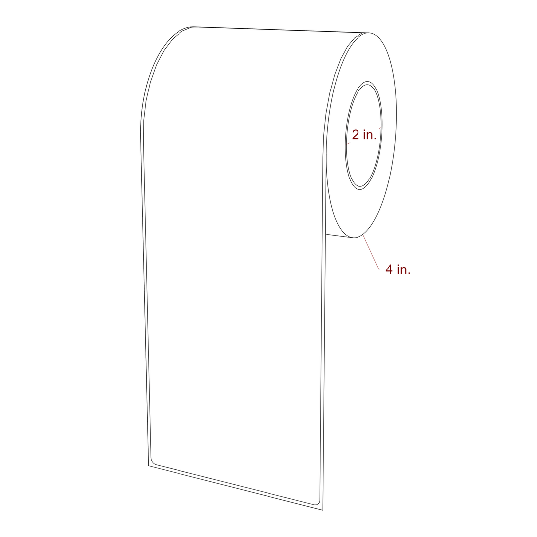 3.75 Inch x 10 Inch Rectangle Inkjet Label Roll - 2 Inch Core - 4 Inch Roll OD - 3D Perspective