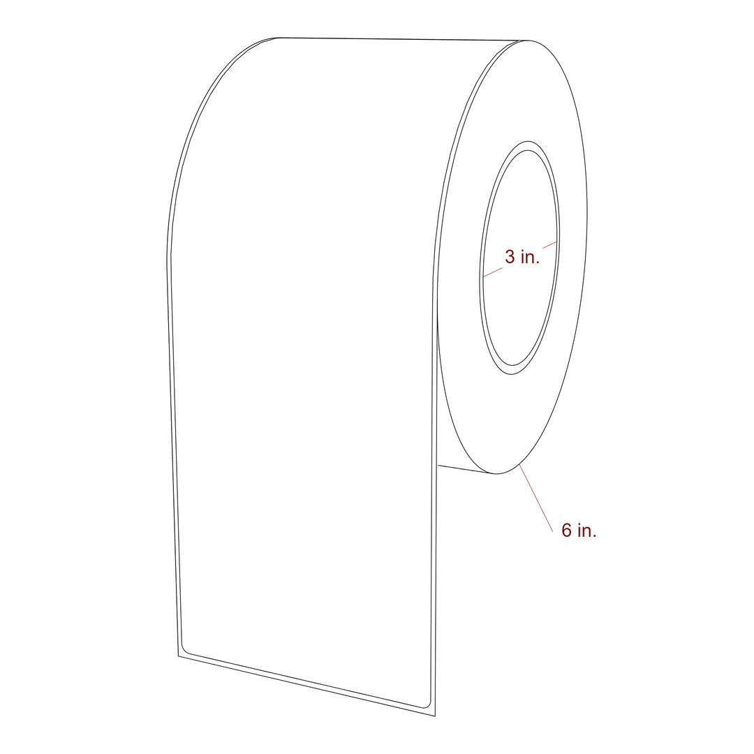 3.75 Inch x 10 Inch Rectangle Inkjet Label Roll - 3 Inch Core - 6 Inch Roll OD - 3D Perspective
