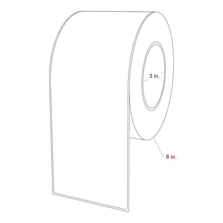3.75 Inch x 10 Inch Rectangle Inkjet Label Roll - 3 Inch Core - 6 Inch Roll OD - 3D Perspective