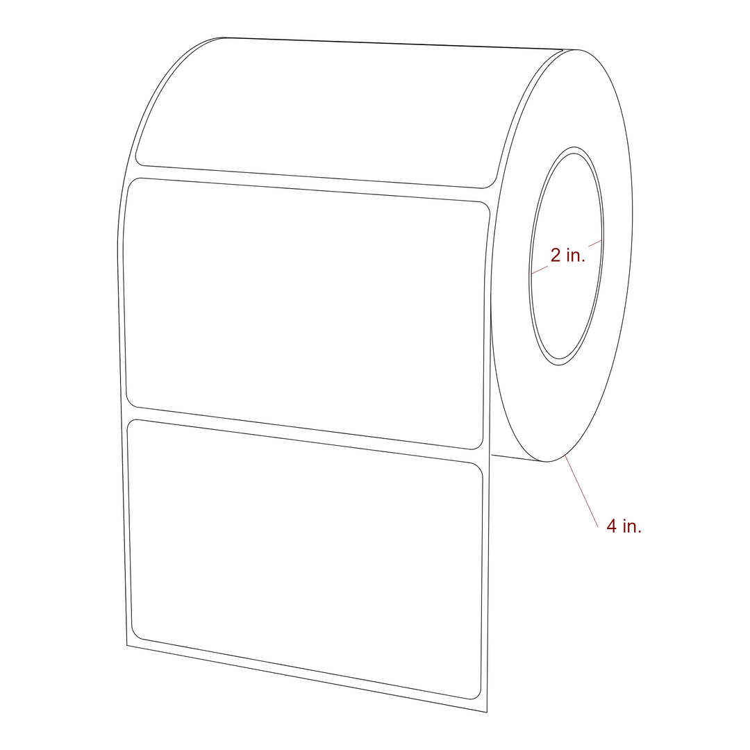 3.75 Inch x 2.25 Inch Rectangle Inkjet Label Roll - 2 Inch Core - 4 Inch Roll OD - 3D Perspective