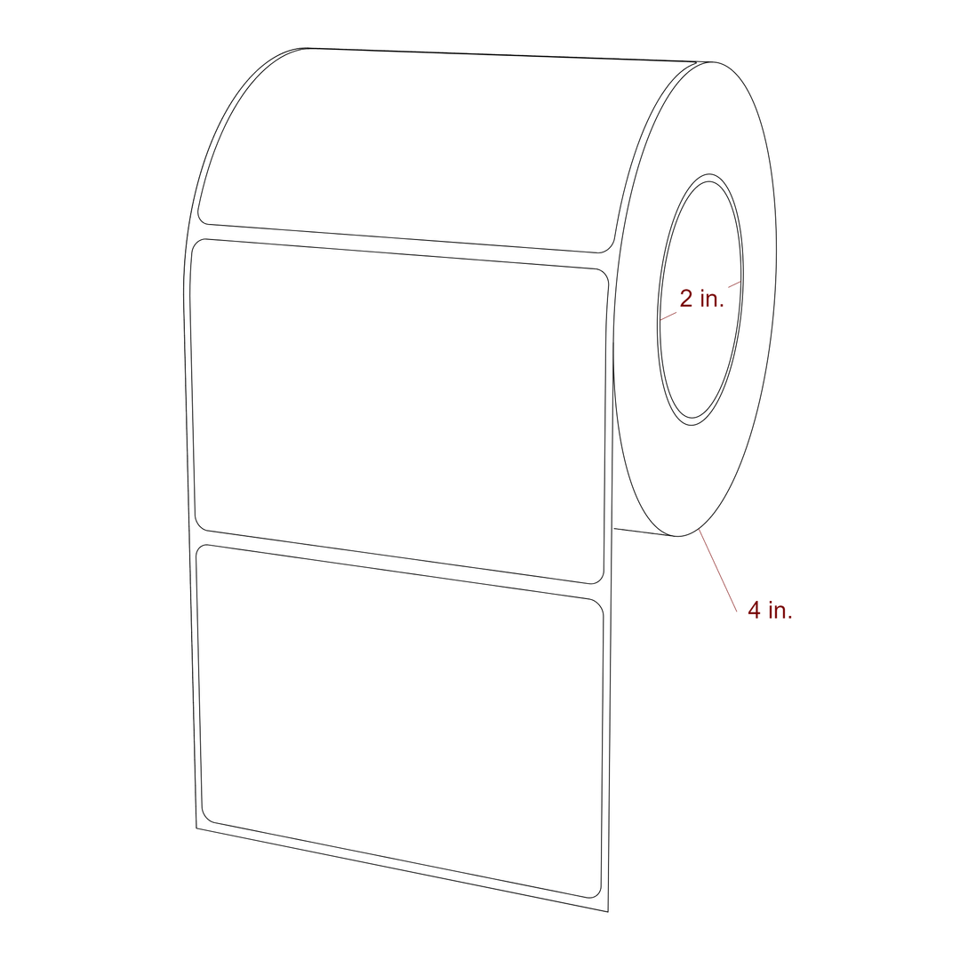 3.75 Inch x 2.5 Inch Rectangle Inkjet Label Roll - 2 Inch Core - 4 Inch Roll OD - 3D Perspective