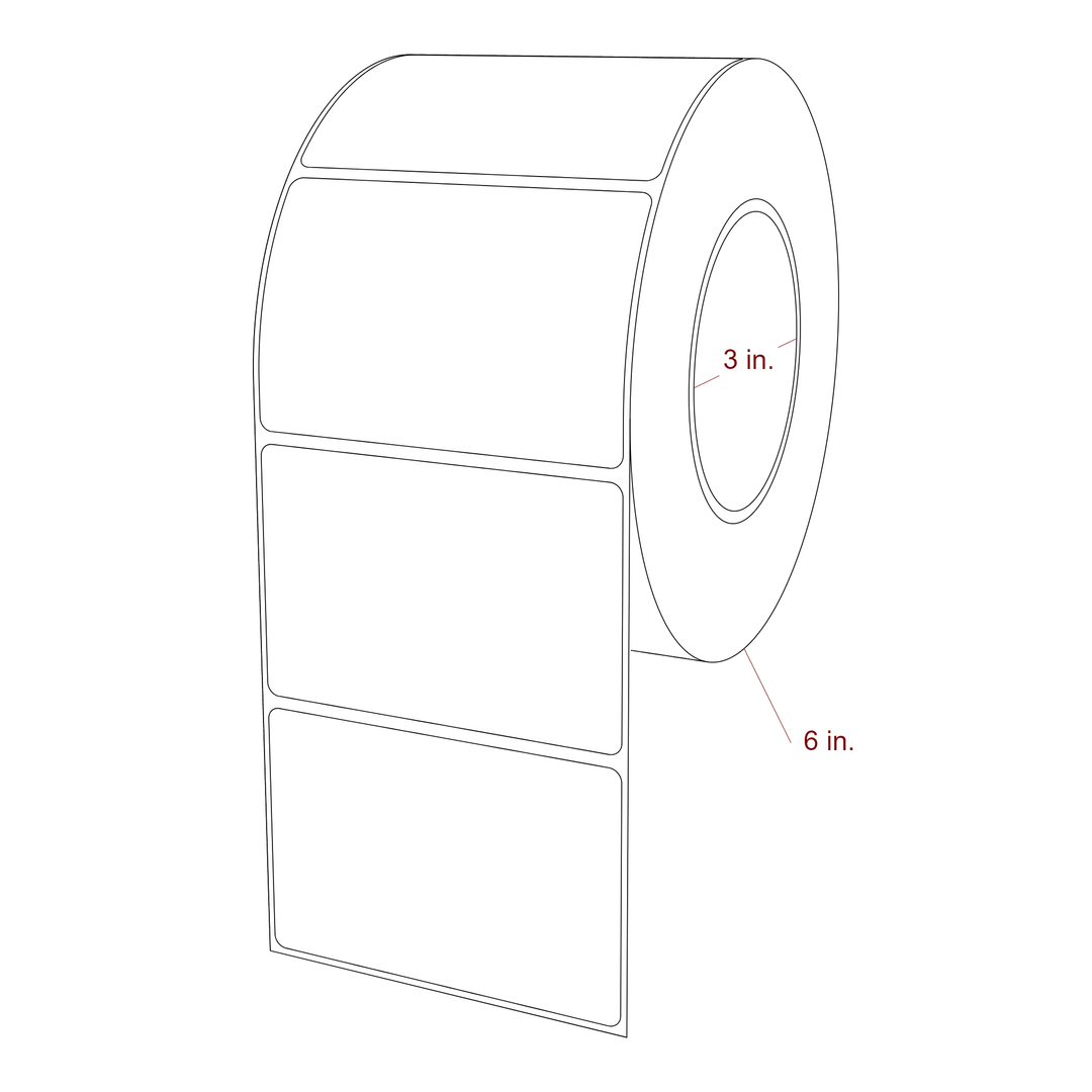 3.75 Inch x 2.5 Inch Rectangle Inkjet Label Roll - 3 Inch Core - 6 Inch Roll OD - 3D Perspective