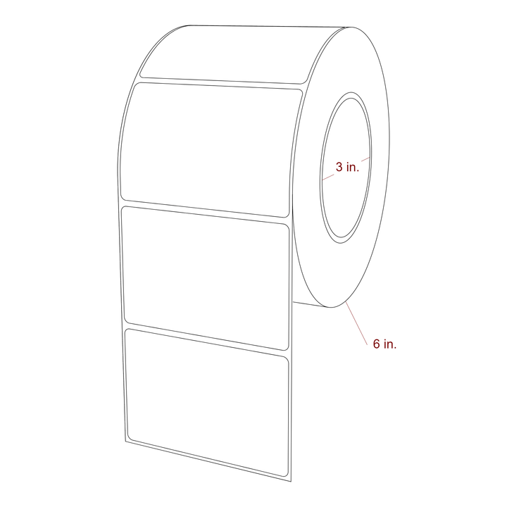 3.75 Inch x 2.5 Inch Rectangle Inkjet Label Roll - 3 Inch Core - 6 Inch Roll OD - 3D Perspective