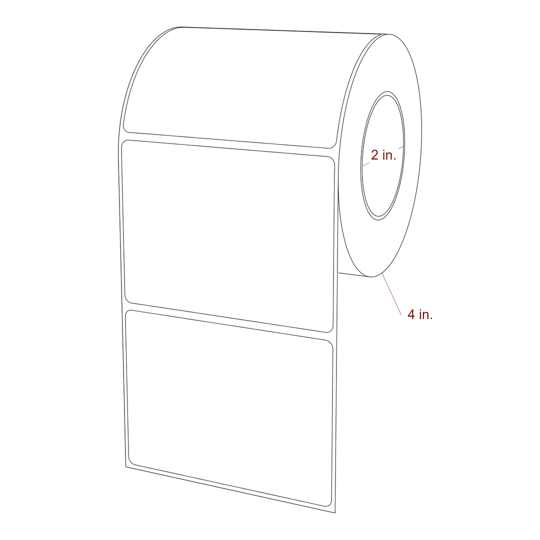 3.75 Inch x 2.75 Inch Rectangle Inkjet Label Roll - 2 Inch Core - 4 Inch Roll OD - 3D Perspective
