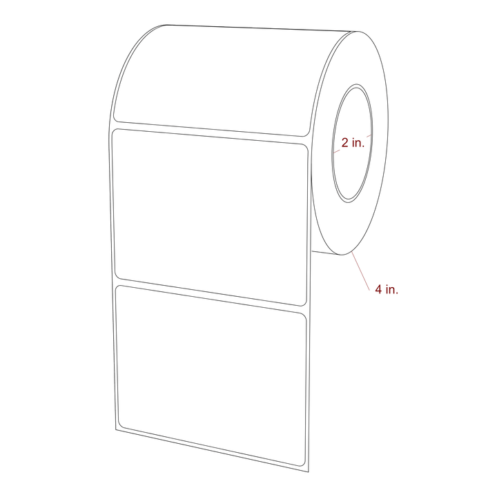 3.75 Inch x 2.75 Inch Rectangle Inkjet Label Roll - 2 Inch Core - 4 Inch Roll OD - 3D Perspective