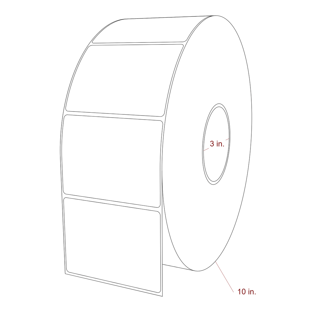 3.75 Inch x 2.75 Inch Rectangle Inkjet Label Roll - 3 Inch Core - 10 Inch Roll OD - 3D Perspective