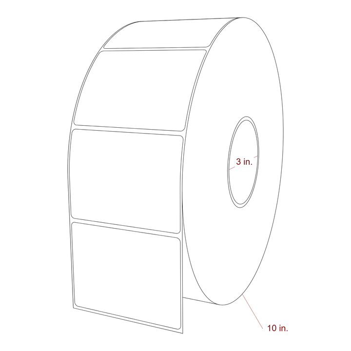 3.75 Inch x 2.75 Inch Rectangle Inkjet Label Roll - 3 Inch Core - 10 Inch Roll OD - 3D Perspective