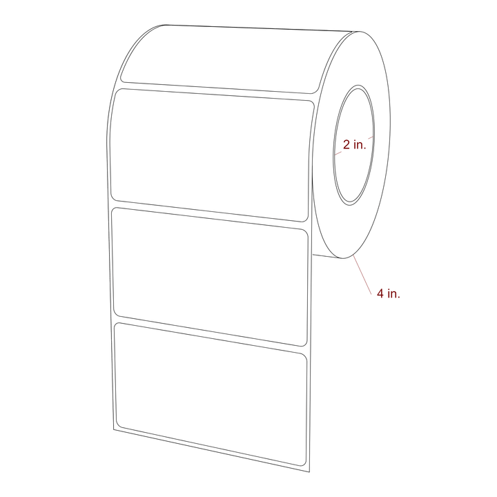 3.75 Inch x 2 Inch Rectangle Inkjet Label Roll - 2 Inch Core - 4 Inch Roll OD - 3D Perspective