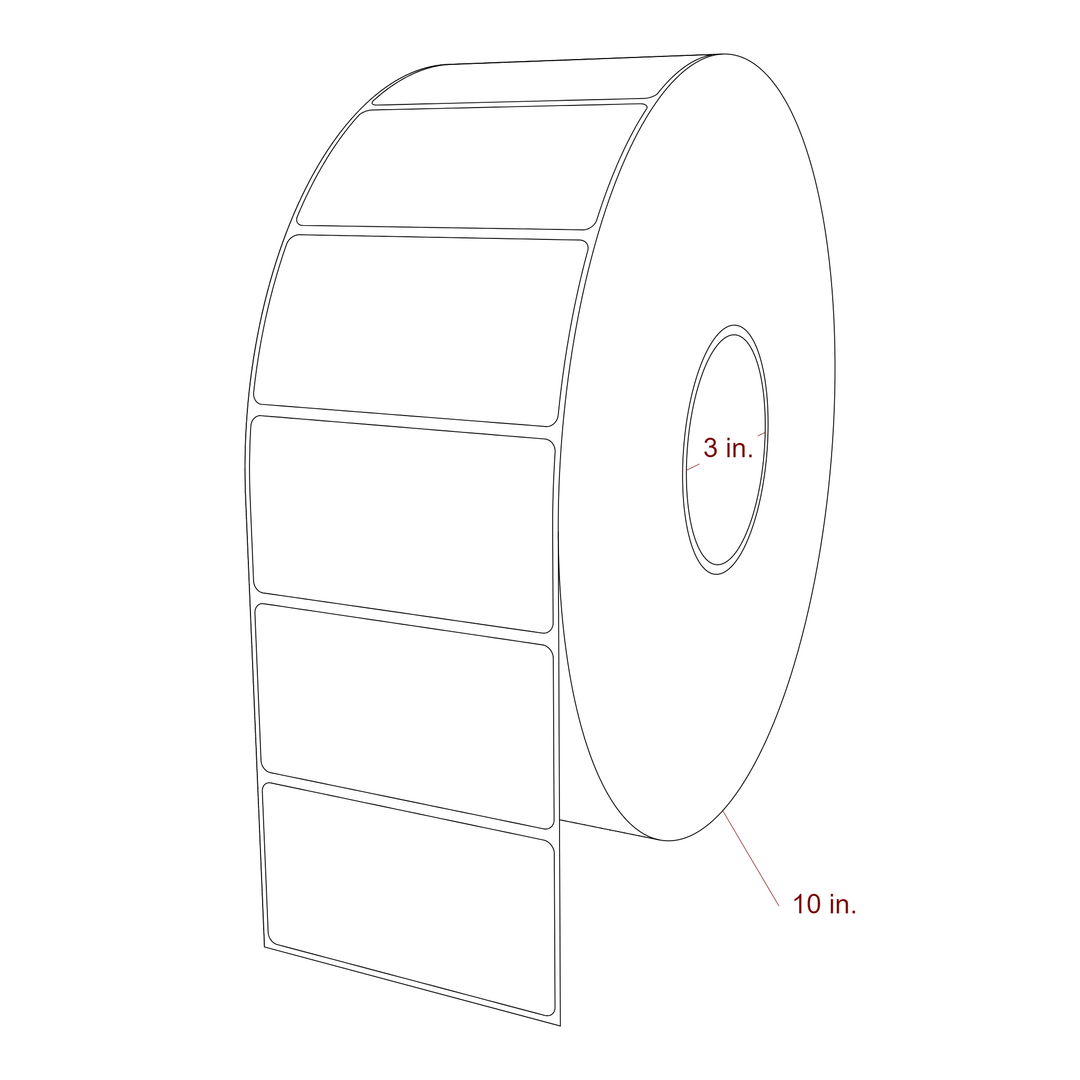 3.75 Inch x 2 Inch Rectangle Inkjet Label Roll - 3 Inch Core - 10 Inch Roll OD - 3D Perspective