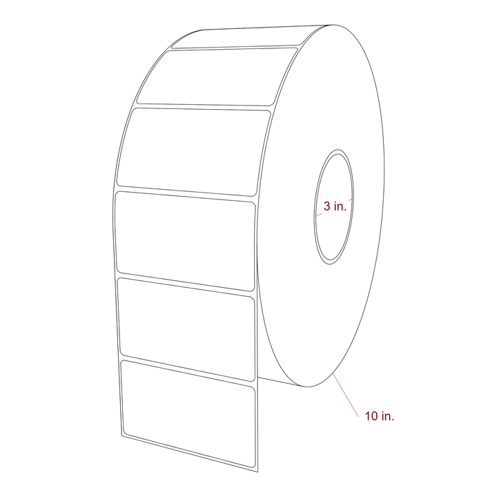 3.75 Inch x 2 Inch Rectangle Inkjet Label Roll - 3 Inch Core - 10 Inch Roll OD - 3D Perspective