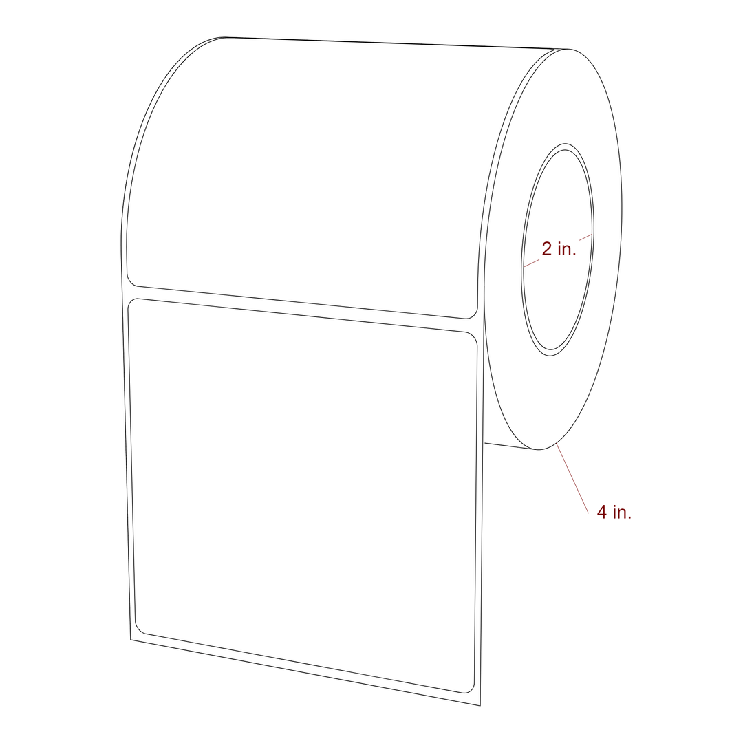 3.75 Inch x 3.5 Inch Rectangle Inkjet Label Roll - 2 Inch Core - 4 Inch Roll OD - 3D Perspective