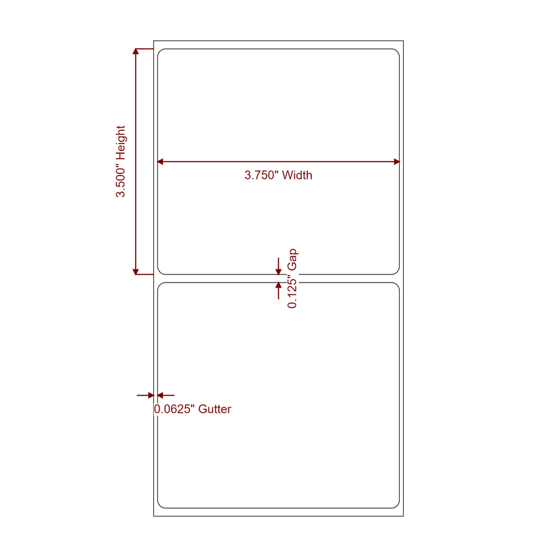 3.75" x 3.5" Inkjet Label Rolls | Fits Epson ColorWorks, VIPColor & Primera - Label Diagram