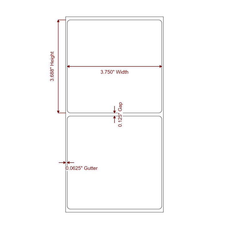 3.75" x 3.6875" Inkjet Label Rolls | Fits Epson ColorWorks, VIPColor & Primera - Label Diagram