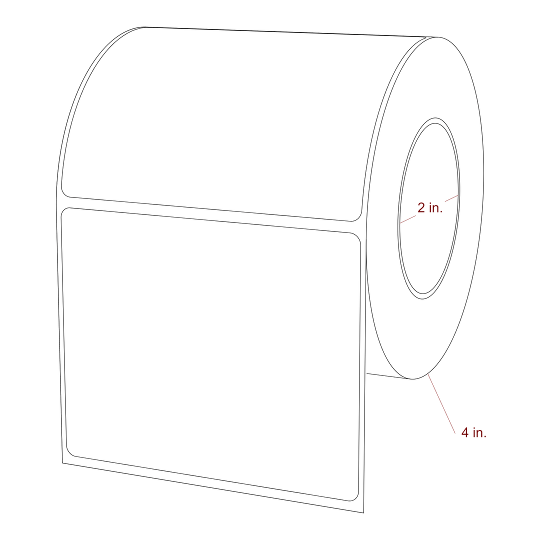 3.75 Inch x 3 Inch Rectangle Inkjet Label Roll - 2 Inch Core - 4 Inch Roll OD - 3D Perspective
