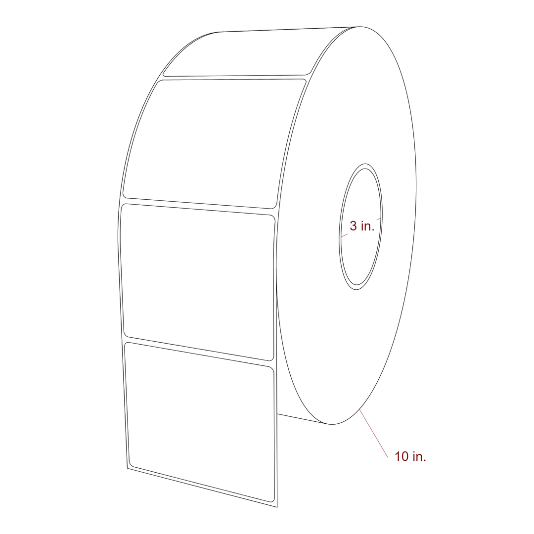 3.75 Inch x 3 Inch Rectangle Inkjet Label Roll - 3 Inch Core - 10 Inch Roll OD - 3D Perspective