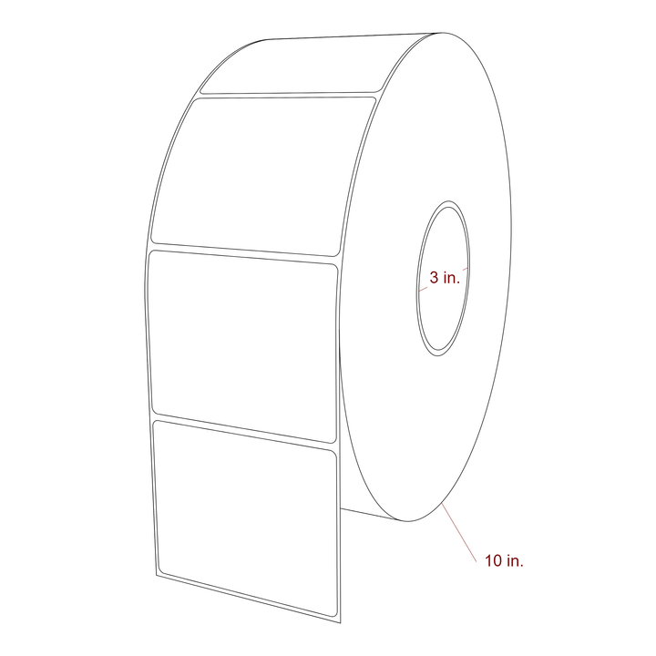 3.75 Inch x 3 Inch Rectangle Inkjet Label Roll - 3 Inch Core - 10 Inch Roll OD - 3D Perspective