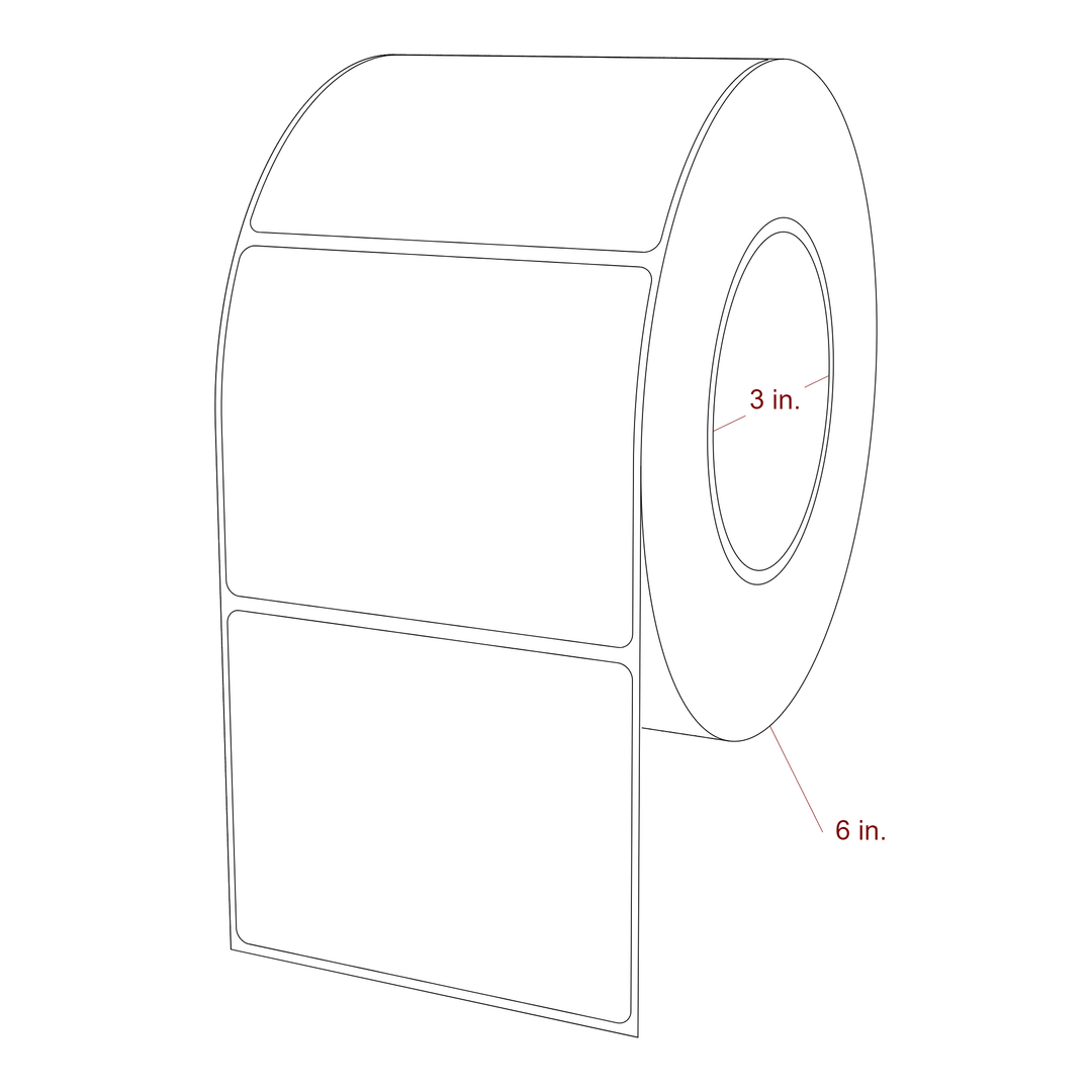3.75 Inch x 3 Inch Rectangle Inkjet Label Roll - 3 Inch Core - 6 Inch Roll OD - 3D Perspective