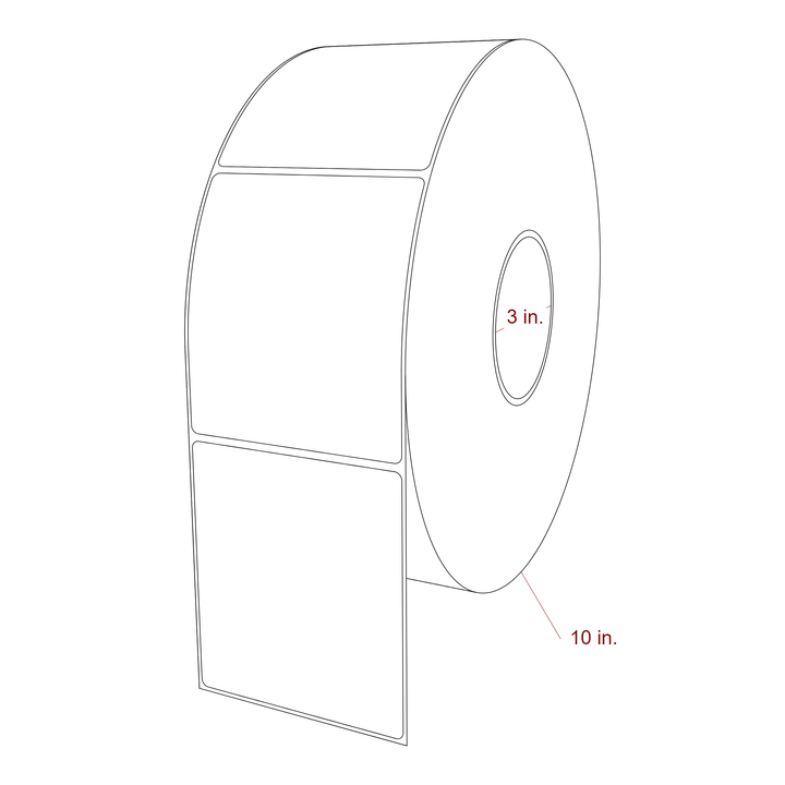 3.75 Inch x 4.25 Inch Rectangle Inkjet Label Roll - 3 Inch Core - 10 Inch Roll OD - 3D Perspective