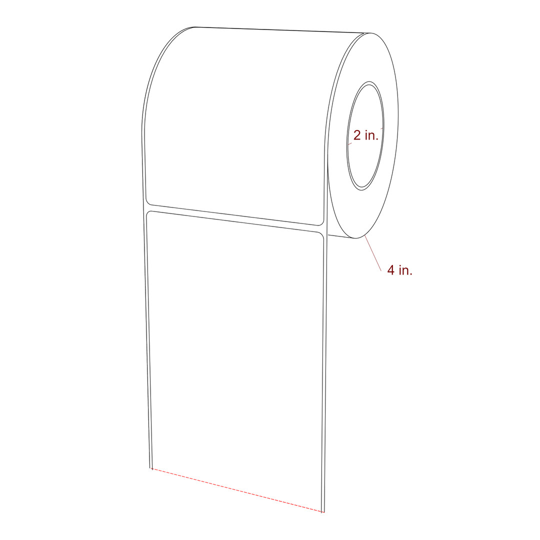 3.75 Inch x 4.5 Inch Rectangle Inkjet Label Roll - 2 Inch Core - 4 Inch Roll OD - 3D Perspective