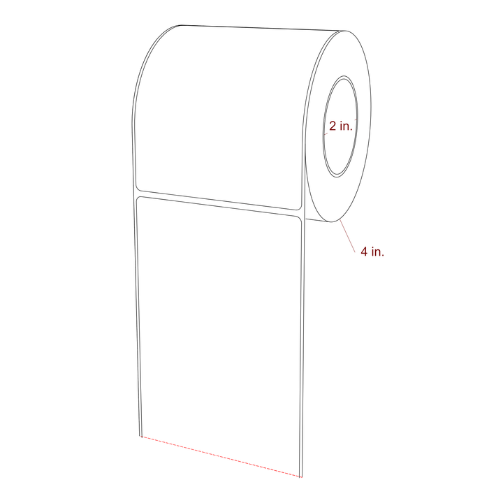 3.75 Inch x 4.5 Inch Rectangle Inkjet Label Roll - 2 Inch Core - 4 Inch Roll OD - 3D Perspective