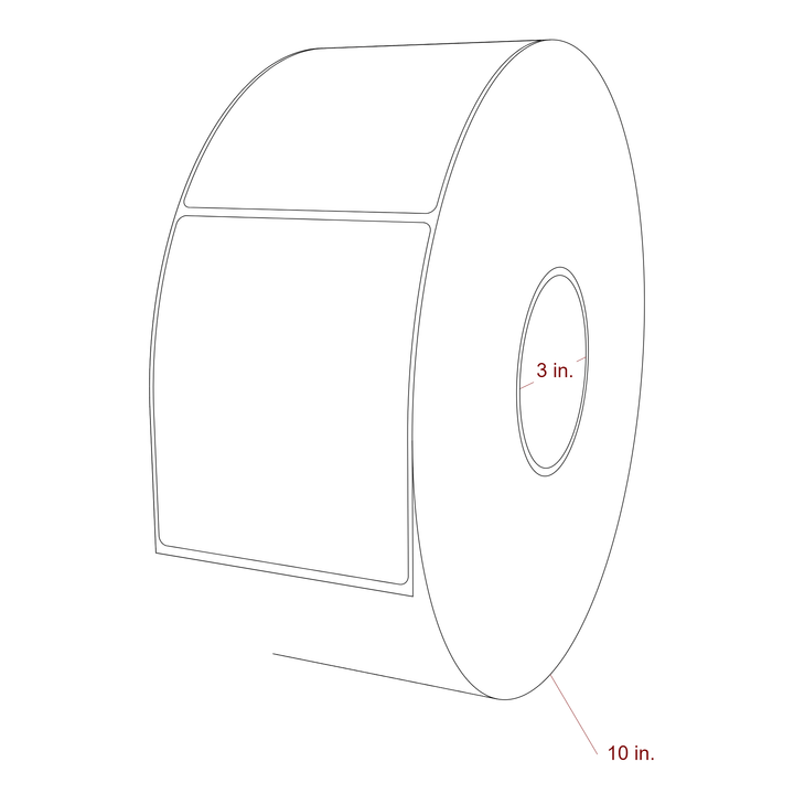 3.75 Inch x 4.5 Inch Rectangle Inkjet Label Roll - 3 Inch Core - 10 Inch Roll OD - 3D Perspective