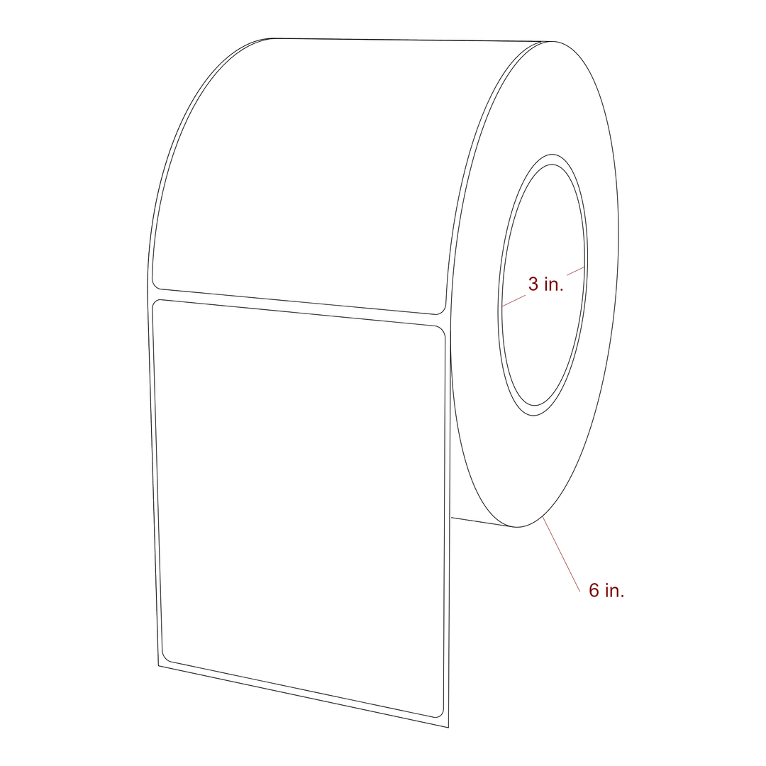 3.75 Inch x 4.5 Inch Rectangle Inkjet Label Roll - 3 Inch Core - 6 Inch Roll OD - 3D Perspective