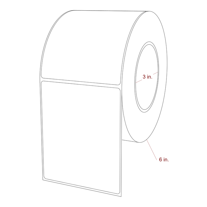 3.75 Inch x 4.5 Inch Rectangle Inkjet Label Roll - 3 Inch Core - 6 Inch Roll OD - 3D Perspective