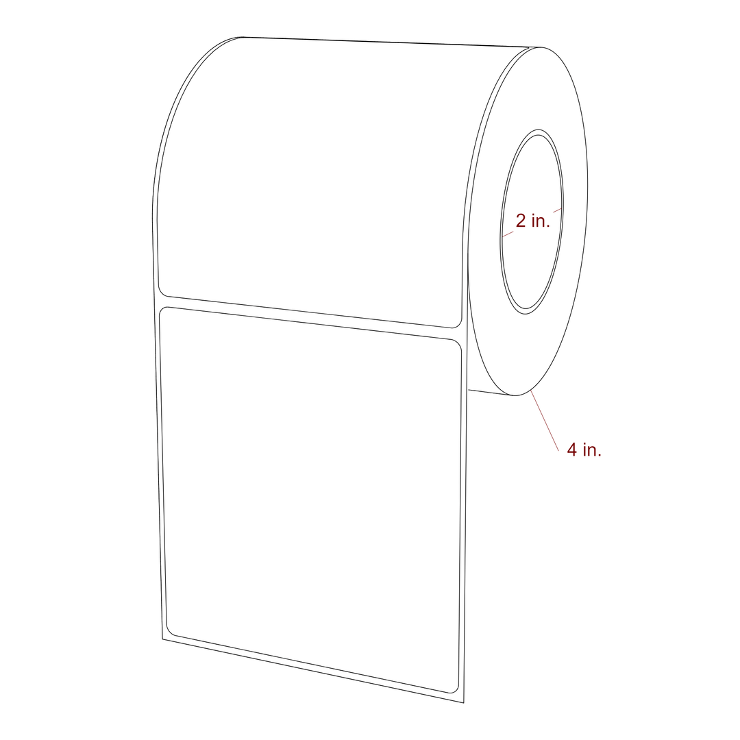 3.75 Inch x 4 Inch Rectangle Inkjet Label Roll - 2 Inch Core - 4 Inch Roll OD - 3D Perspective