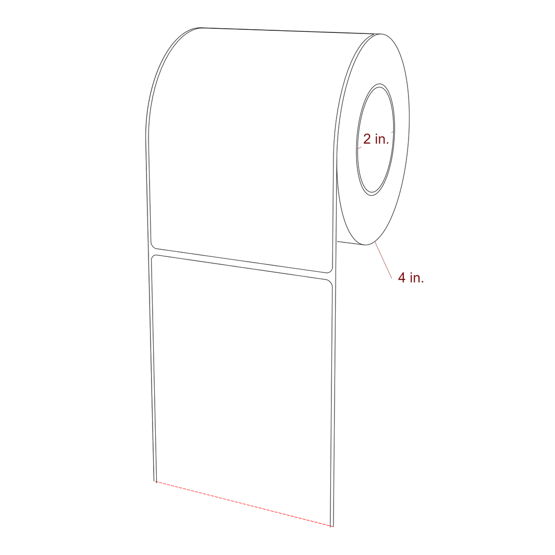 3.75 Inch x 5.25 Inch Rectangle Inkjet Label Roll - 2 Inch Core - 4 Inch Roll OD - 3D Perspective