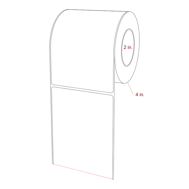3.75 Inch x 5.25 Inch Rectangle Inkjet Label Roll - 2 Inch Core - 4 Inch Roll OD - 3D Perspective