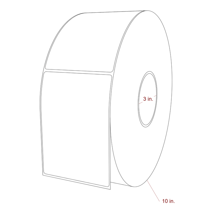 3.75 Inch x 5.25 Inch Rectangle Inkjet Label Roll - 3 Inch Core - 10 Inch Roll OD - 3D Perspective