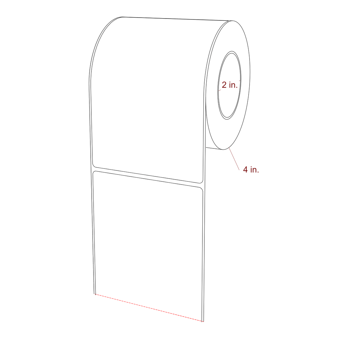 3.75 Inch x 5.75 Inch Rectangle Inkjet Label Roll - 2 Inch Core - 4 Inch Roll OD - 3D Perspective