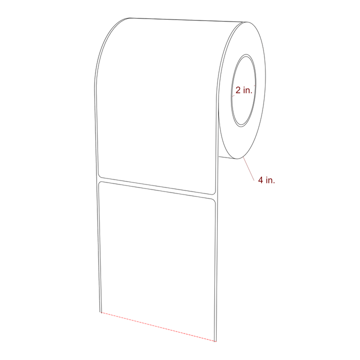 3.75 Inch x 5.75 Inch Rectangle Inkjet Label Roll - 2 Inch Core - 4 Inch Roll OD - 3D Perspective
