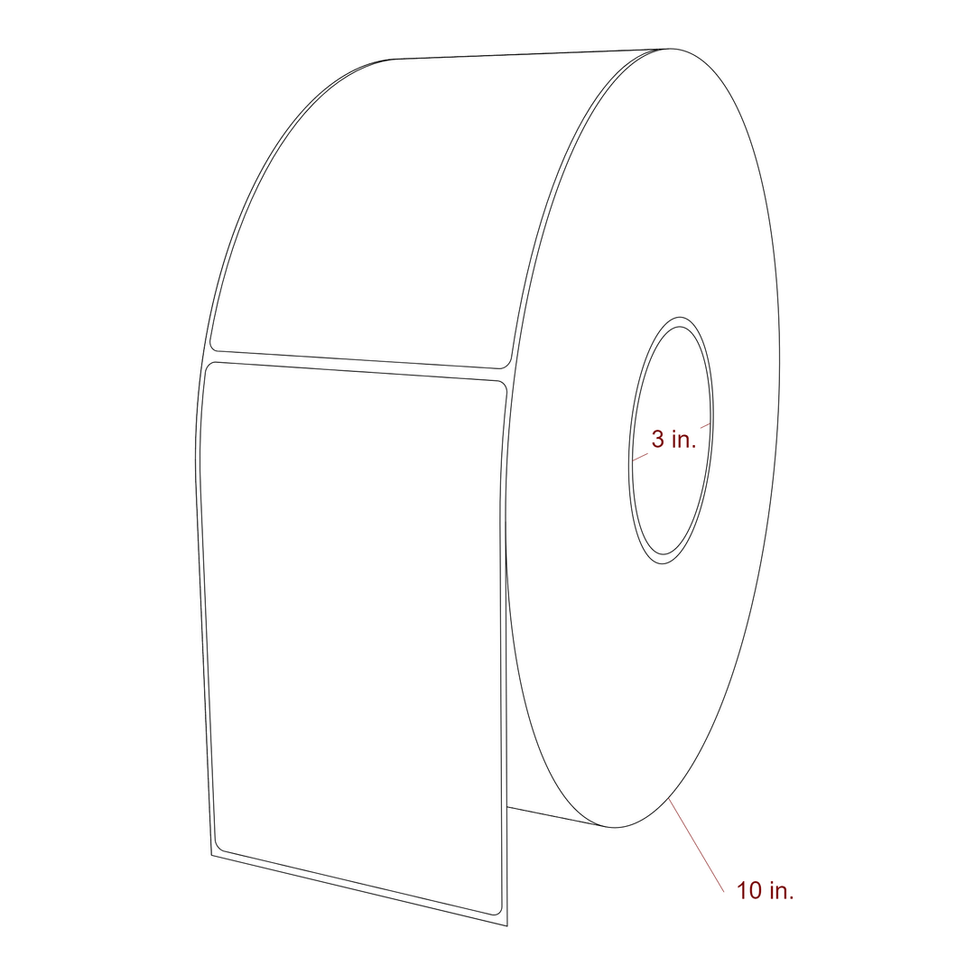 3.75 Inch x 5.75 Inch Rectangle Inkjet Label Roll - 3 Inch Core - 10 Inch Roll OD - 3D Perspective