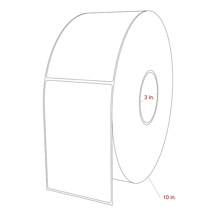 3.75 Inch x 5.75 Inch Rectangle Inkjet Label Roll - 3 Inch Core - 10 Inch Roll OD - 3D Perspective