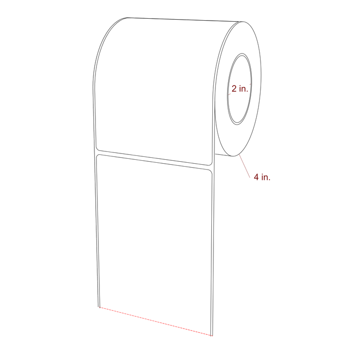 3.75 Inch x 5 Inch Rectangle Inkjet Label Roll - 2 Inch Core - 4 Inch Roll OD - 3D Perspective