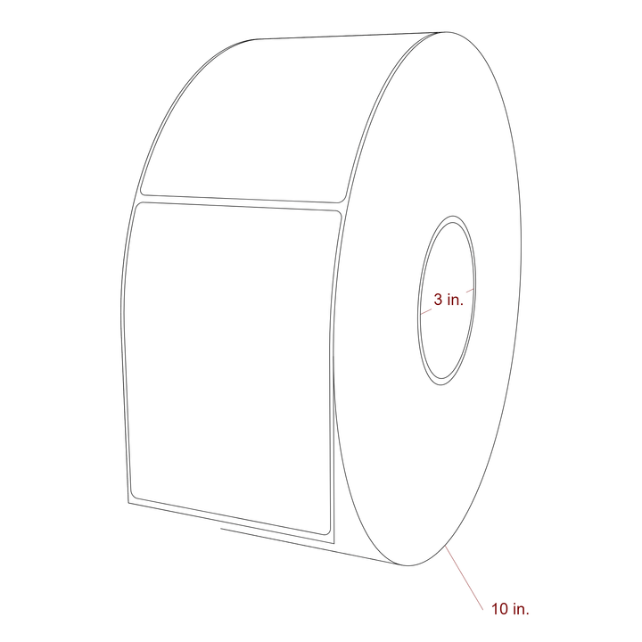 3.75 Inch x 5 Inch Rectangle Inkjet Label Roll - 3 Inch Core - 10 Inch Roll OD - 3D Perspective