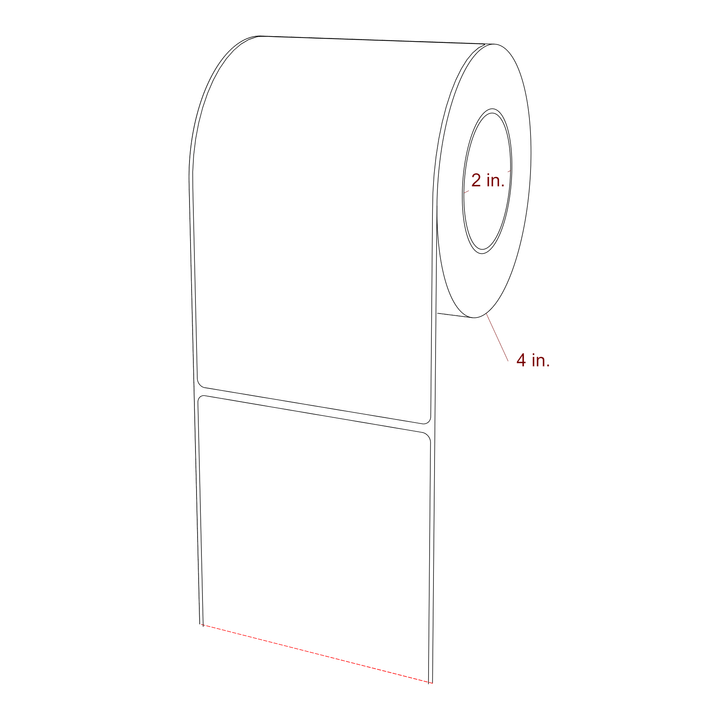 3.75 Inch x 6.25 Inch Rectangle Inkjet Label Roll - 2 Inch Core - 4 Inch Roll OD - 3D Perspective