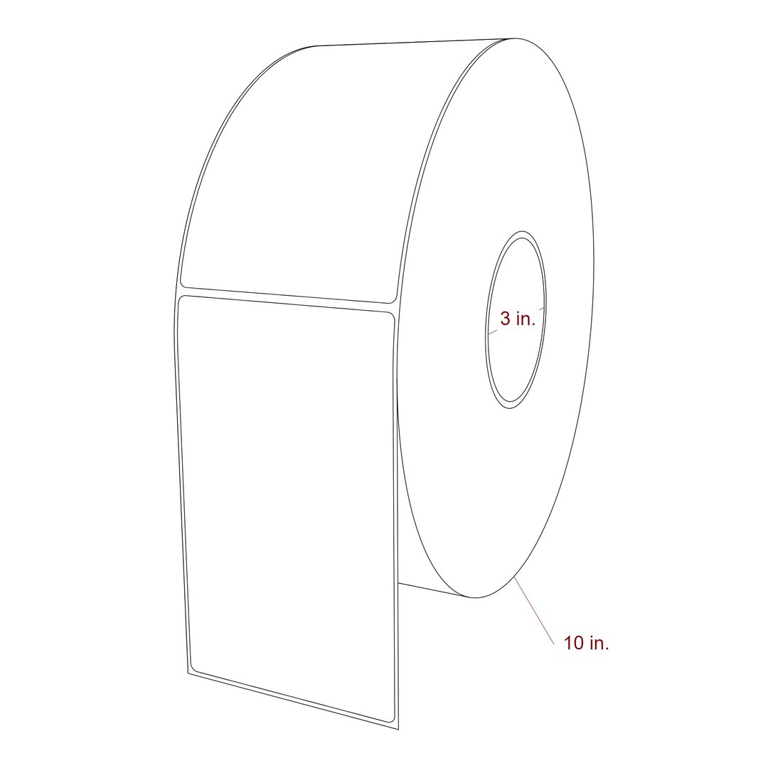 3.75 Inch x 6.25 Inch Rectangle Inkjet Label Roll - 3 Inch Core - 10 Inch Roll OD - 3D Perspective