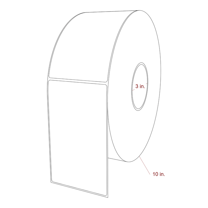 3.75 Inch x 6.25 Inch Rectangle Inkjet Label Roll - 3 Inch Core - 10 Inch Roll OD - 3D Perspective
