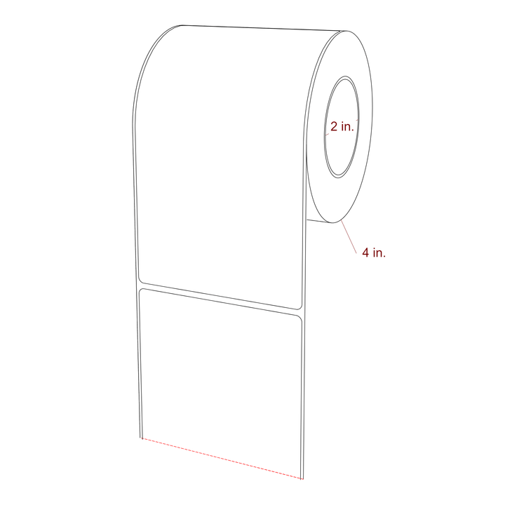 3.75 Inch x 6.5 Inch Rectangle Inkjet Label Roll - 2 Inch Core - 4 Inch Roll OD - 3D Perspective