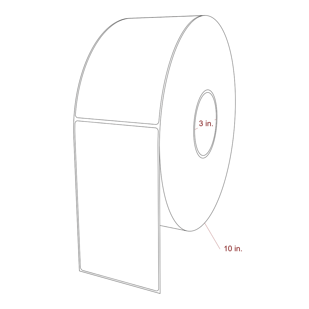 3.75 Inch x 6.5 Inch Rectangle Inkjet Label Roll - 3 Inch Core - 10 Inch Roll OD - 3D Perspective
