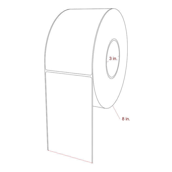 3.75 Inch x 6.5 Inch Rectangle Inkjet Label Roll - 3 Inch Core - 8 Inch Roll OD - 3D Perspective
