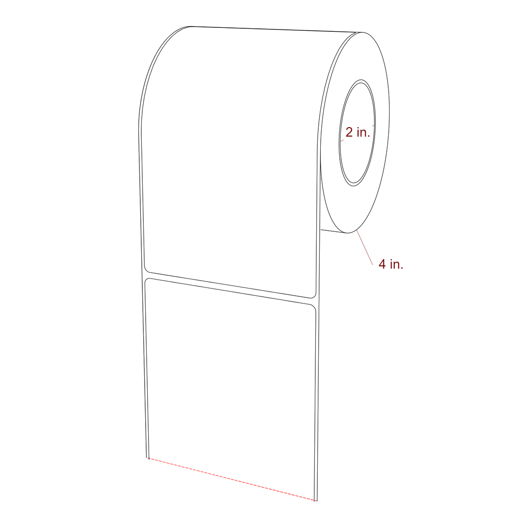 3.75 Inch x 6 Inch Rectangle Inkjet Label Roll - 2 Inch Core - 4 Inch Roll OD - 3D Perspective