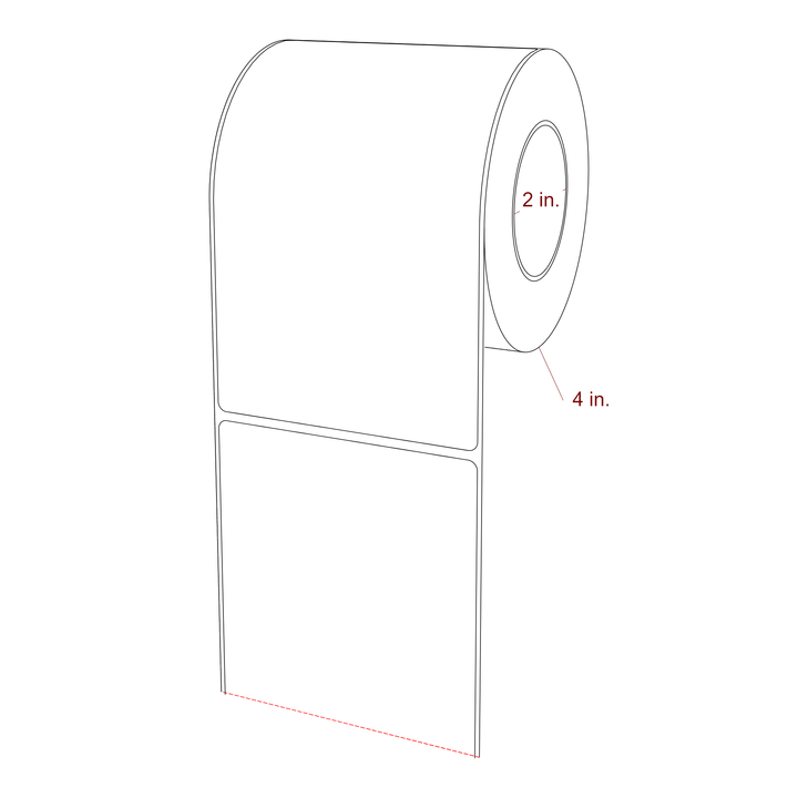 3.75 Inch x 6 Inch Rectangle Inkjet Label Roll - 2 Inch Core - 4 Inch Roll OD - 3D Perspective