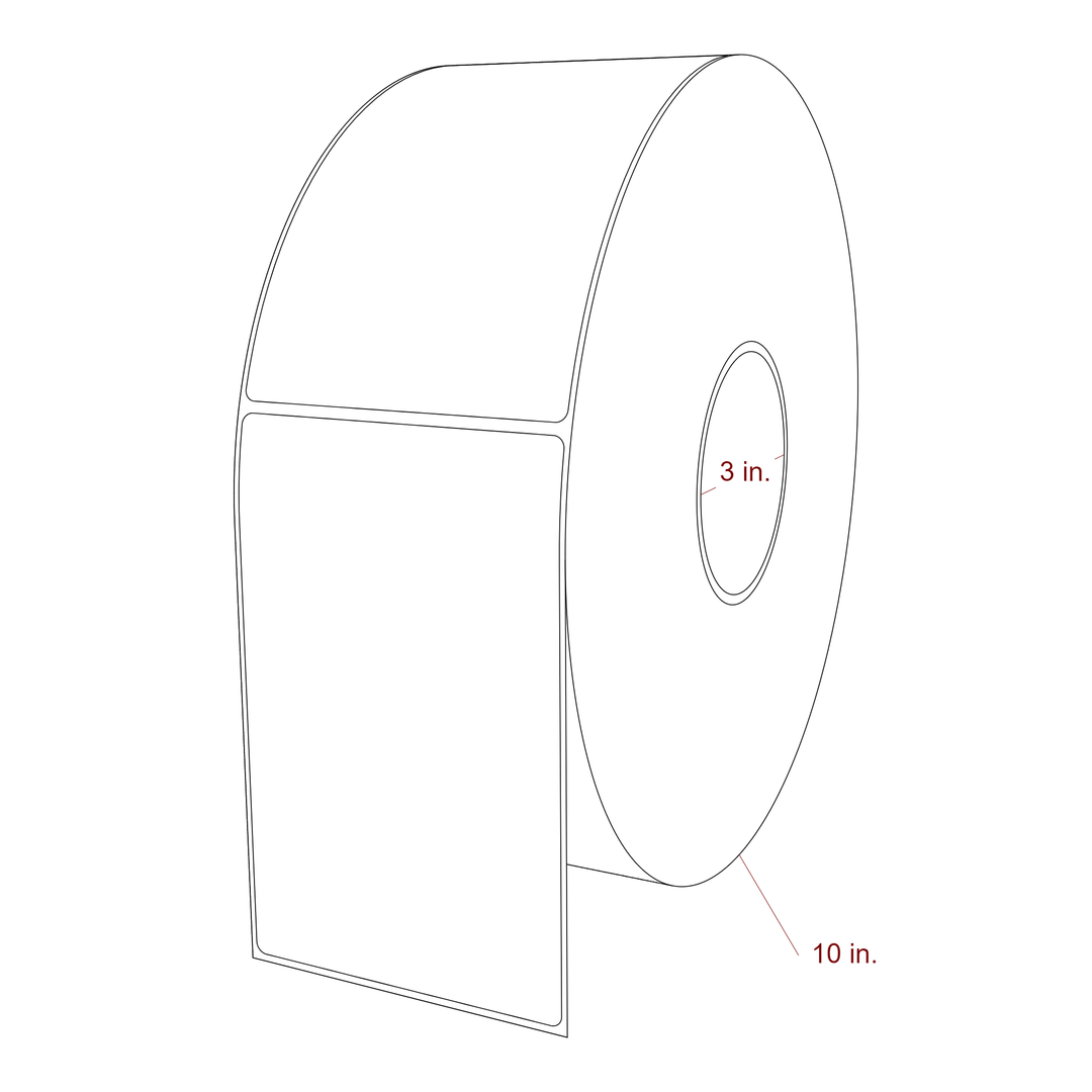 3.75 Inch x 6 Inch Rectangle Inkjet Label Roll - 3 Inch Core - 10 Inch Roll OD - 3D Perspective