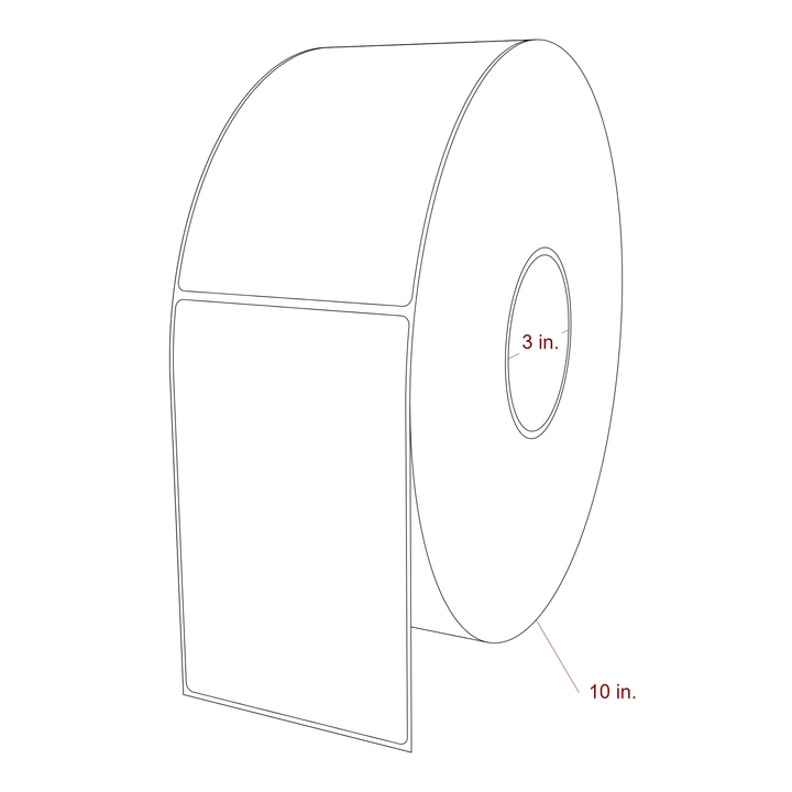 3.75 Inch x 6 Inch Rectangle Inkjet Label Roll - 3 Inch Core - 10 Inch Roll OD - 3D Perspective