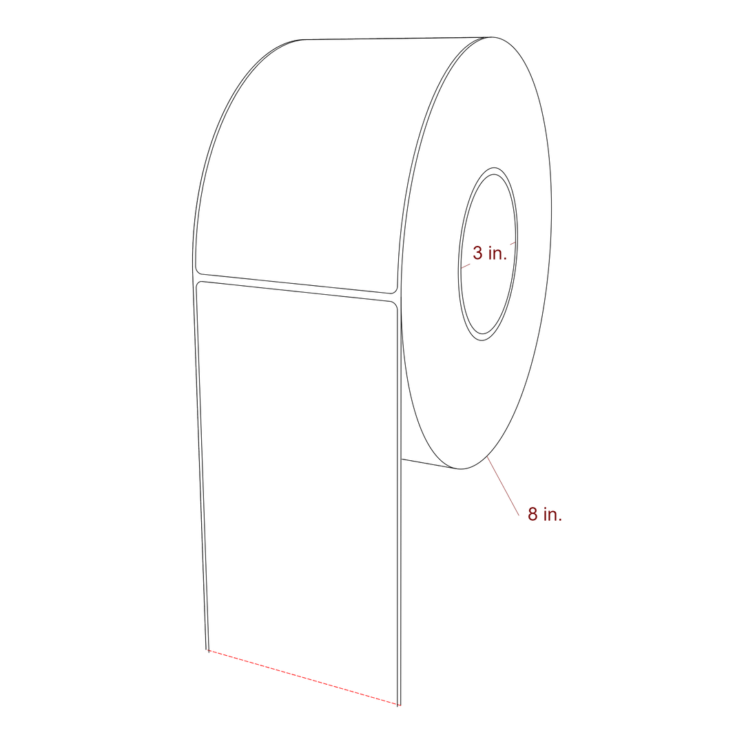 3.75 Inch x 6 Inch Rectangle Inkjet Label Roll - 3 Inch Core - 8 Inch Roll OD - 3D Perspective