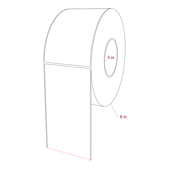 3.75 Inch x 6 Inch Rectangle Inkjet Label Roll - 3 Inch Core - 8 Inch Roll OD - 3D Perspective