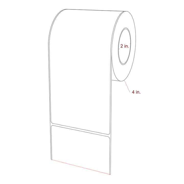 3.75 Inch x 7.75 Inch Rectangle Inkjet Label Roll - 2 Inch Core - 4 Inch Roll OD - 3D Perspective